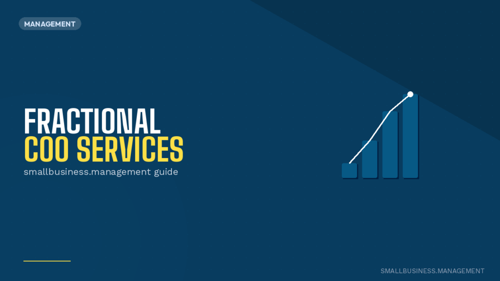 Hero banner for Fractional COO Services for small business management; rising bar chart on the right conveys growth