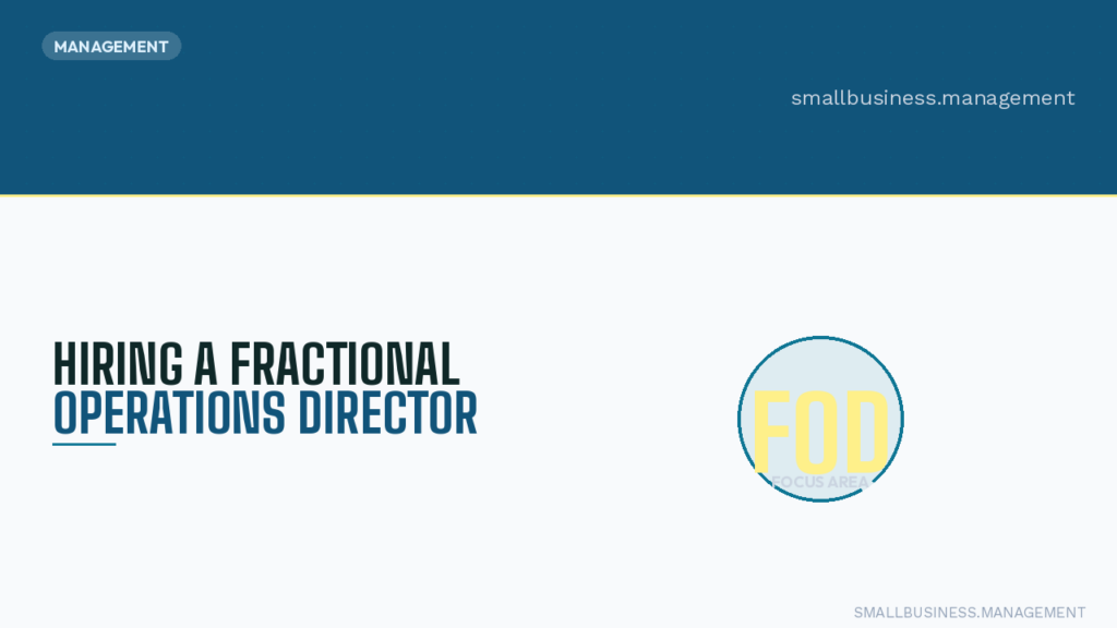 Banner for smallbusiness.management: 'HIRING A FRACTIONAL OPERATIONS DIRECTOR' with FOD logo on the right.