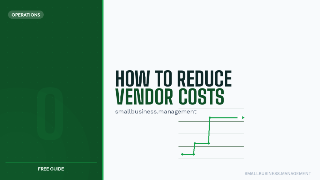 Cover art for a guide: 'How to Reduce Vendor Costs' with a green left panel and a line graph on the right