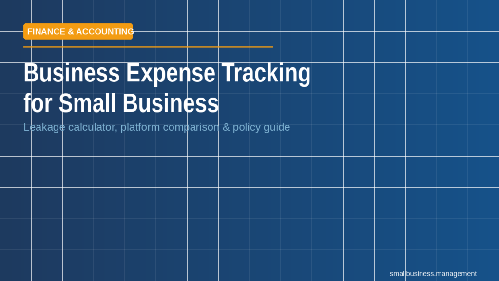 sbm-401 - Small Business Management Banner header: 'Business Expense Tracking for Small Business' under Finance & Accounting on a blue tiled background with a small orange label above the heading.